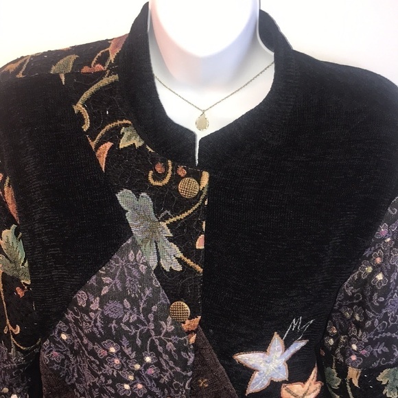 Alex Kim Boho Embroidered Beaded Blazer Jacket Size Medium Floral Patchwork - Picture 5 of 17